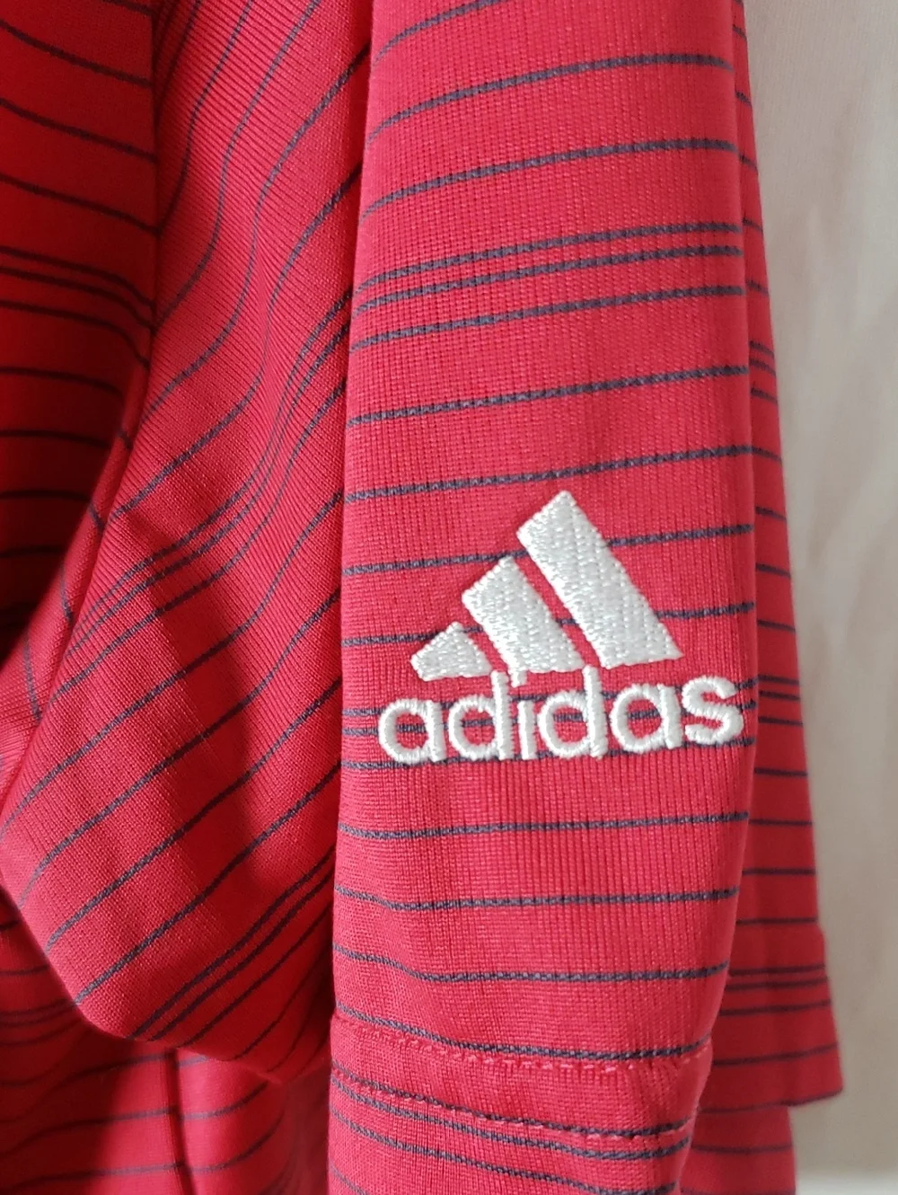 Adidas Men’s 2XL Red Striped Polo Golf Shirt